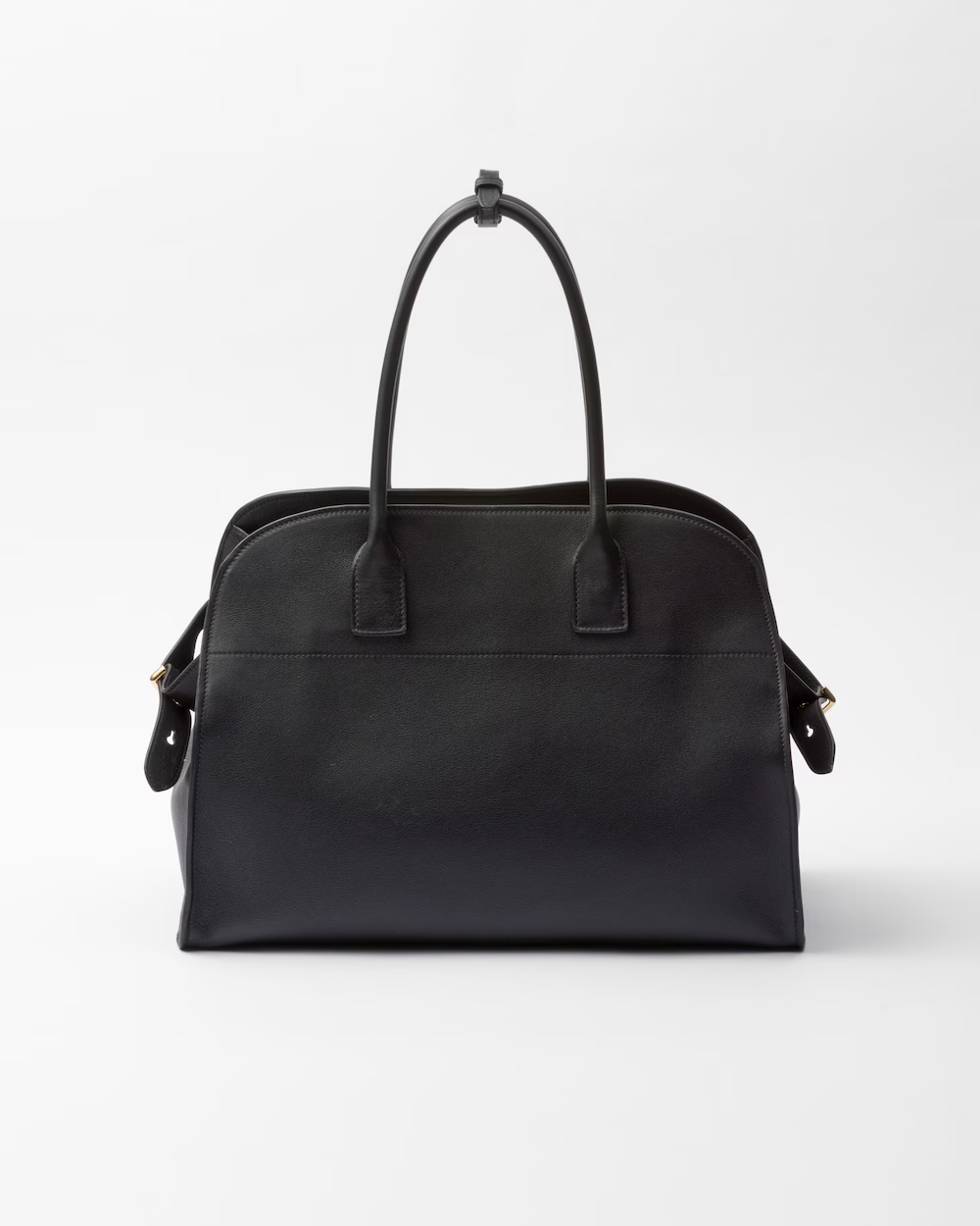 Large leather tote bag with buckles